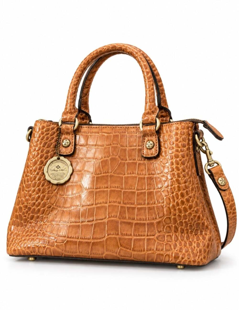 Patricia Nash Norcia Medium Satchel Croc Embossed Leather 10th Anniversary Bag